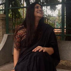 Amaya Classic Black Handwoven Mul Mul Cotton Saree