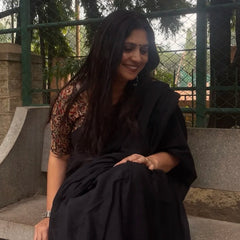 Amaya Classic Black Handwoven Mul Mul Cotton Saree