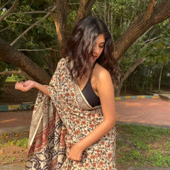 Phool Baagru Jaal Hand Block Printed Mul Cotton Saree