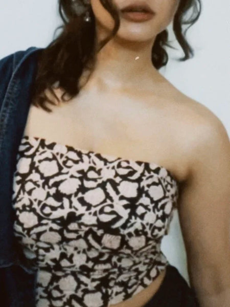 Raat ki Rani Black Kalamkari Tube Top
